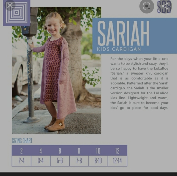 Lularoe Kids Sariah Duster Cardigan 